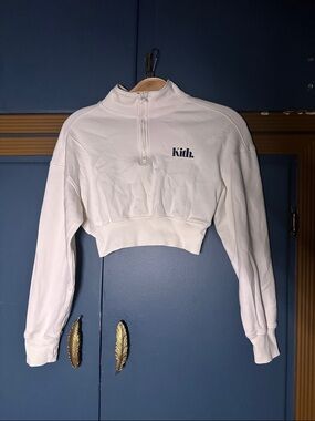 Kith White Cropped Half-Zip Hoodie